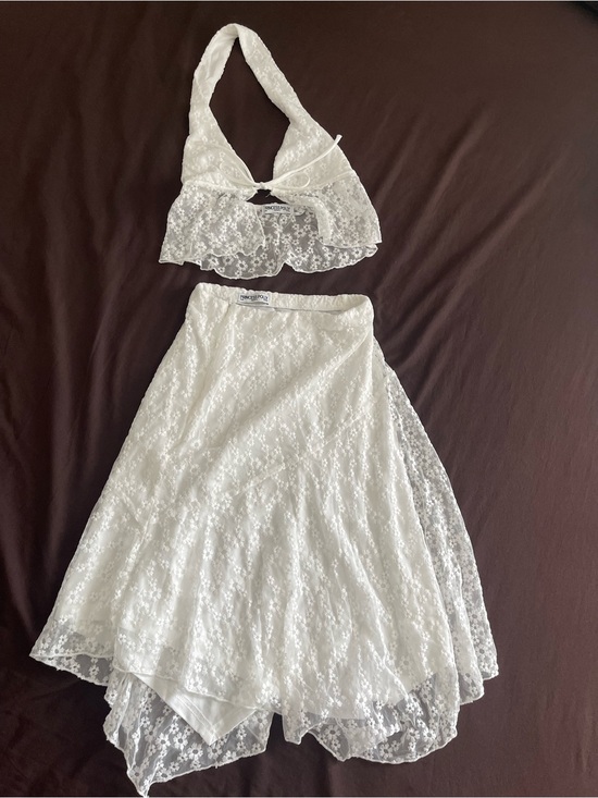 Princess Polly Dresses & Skirts - Princess Polly White Lace Halter Crop & A-Line Skirt Set